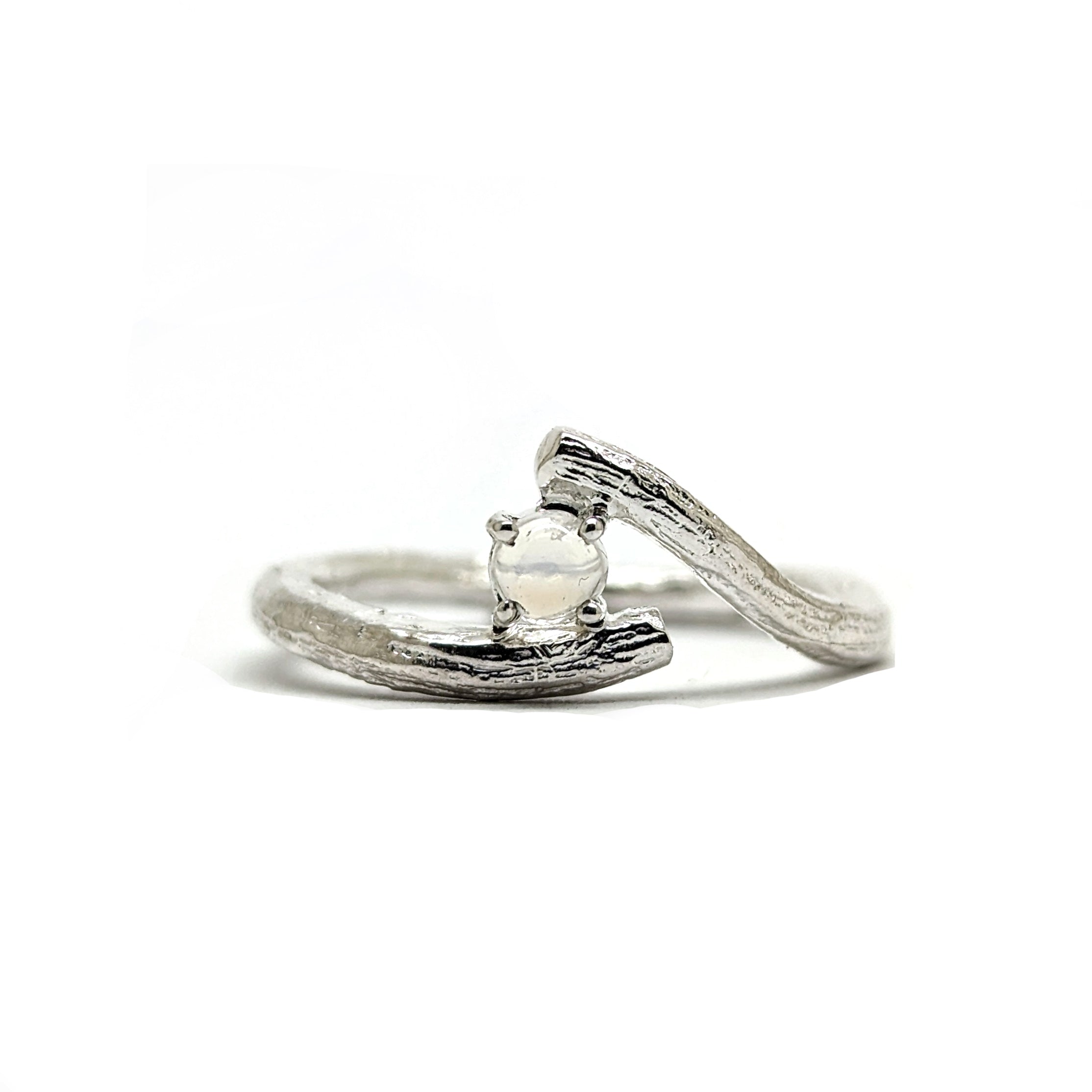 Kirra-Lea -  Sterling Silver angel hair vine twig ring moonstone