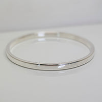 Solid Sterling Silver Flat-Rounded Edge Bangle
