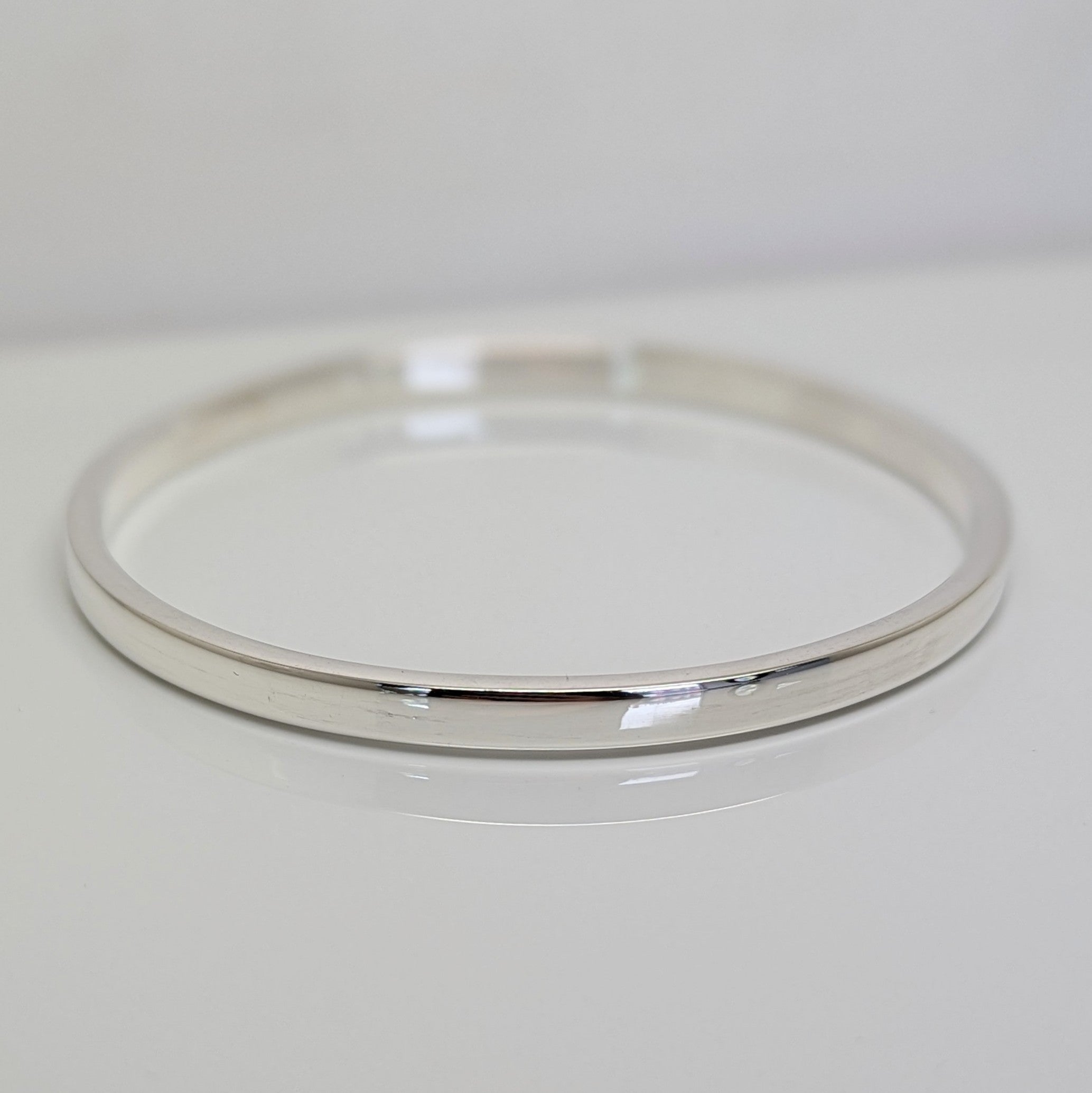 Solid Sterling Silver Flat-Rounded Edge Bangle