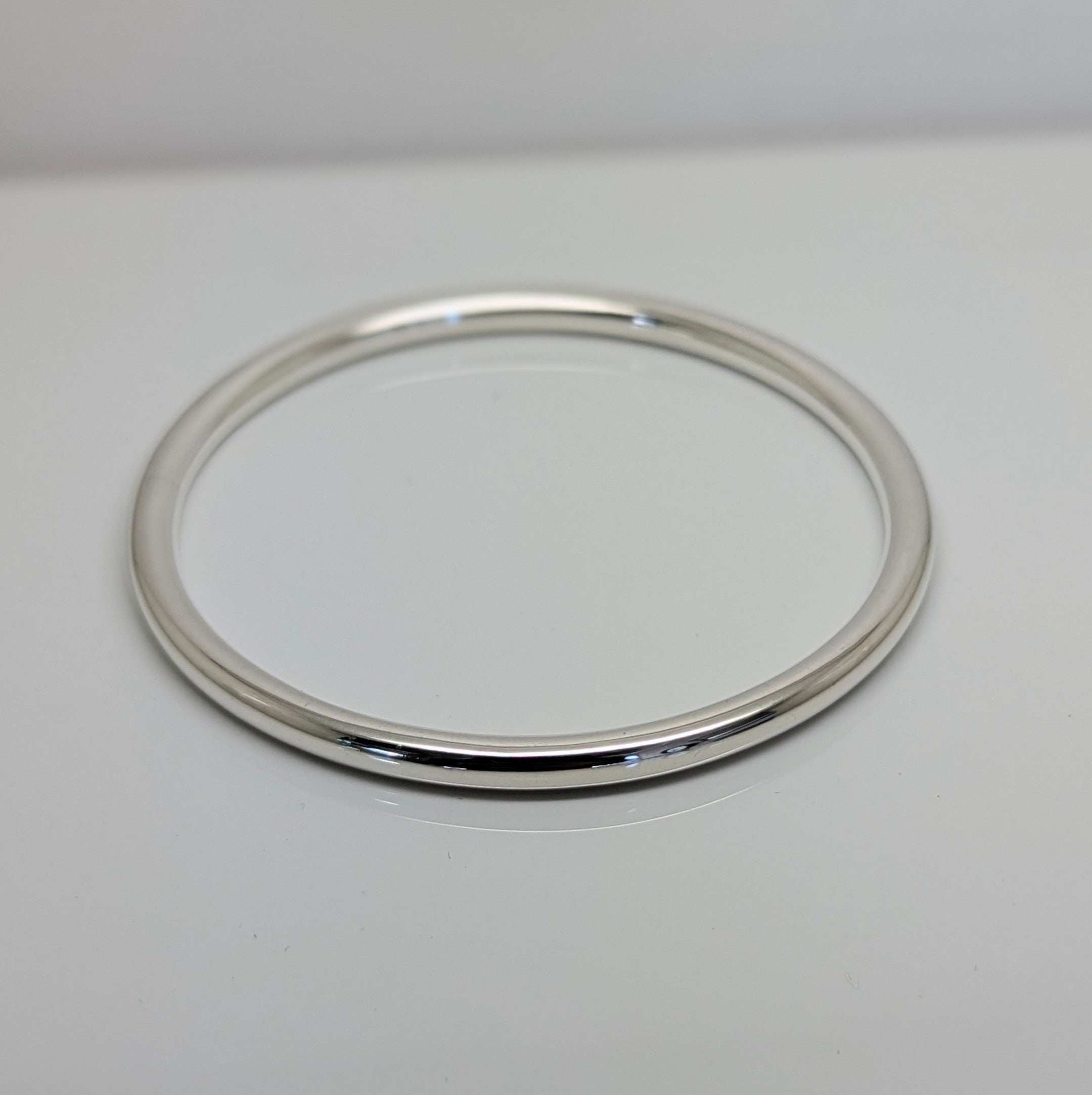 Solid Sterling Silver Rounded Bangle 5mm