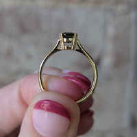 Second Empire Cushion Cut Ring - Green Australian Sapphire
