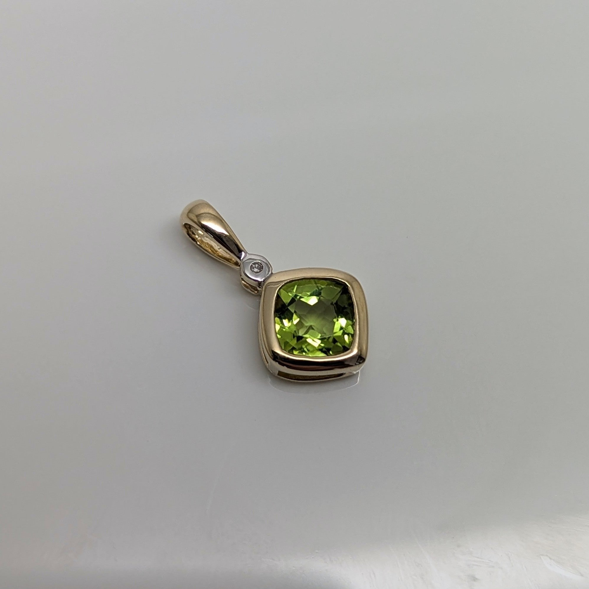 Peridot Cushion Cut  Pendant