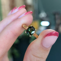 Second Empire Cushion Cut Ring - Green Australian Sapphire
