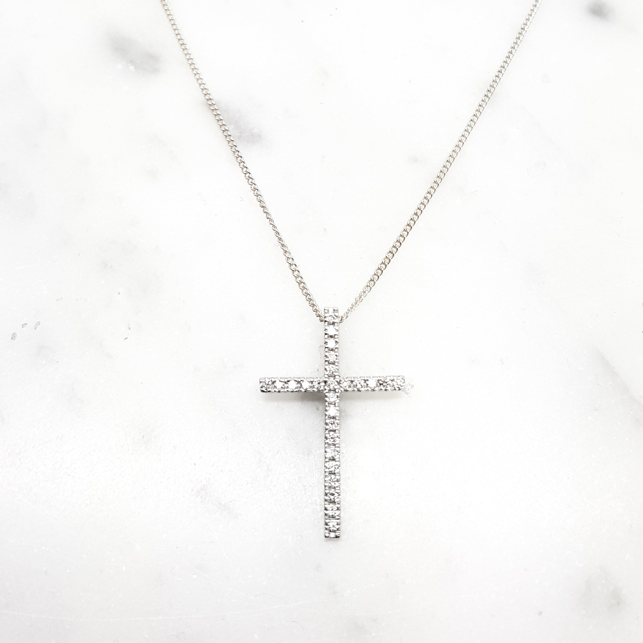 White Gold Diamond Cross Pendant