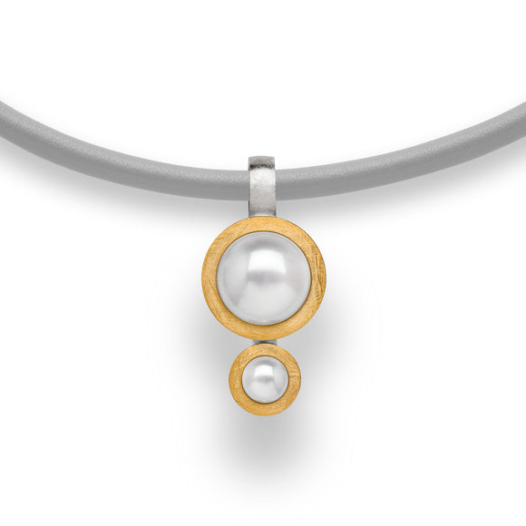 Bastian Inverun -Sterling silver and Double Pearl Pendant