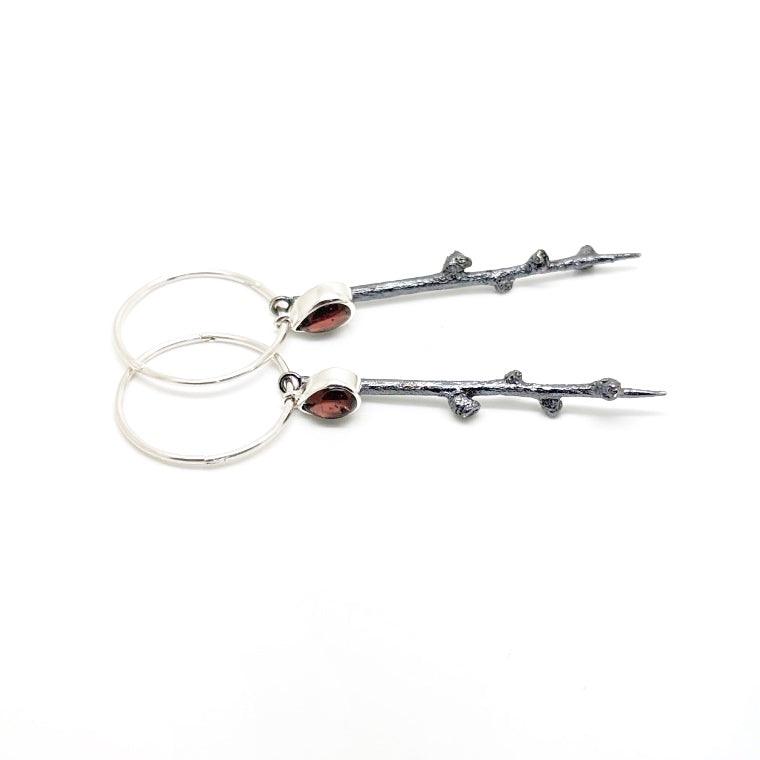 Kirra-Lea - African Box Thorn Earrings with Garnets