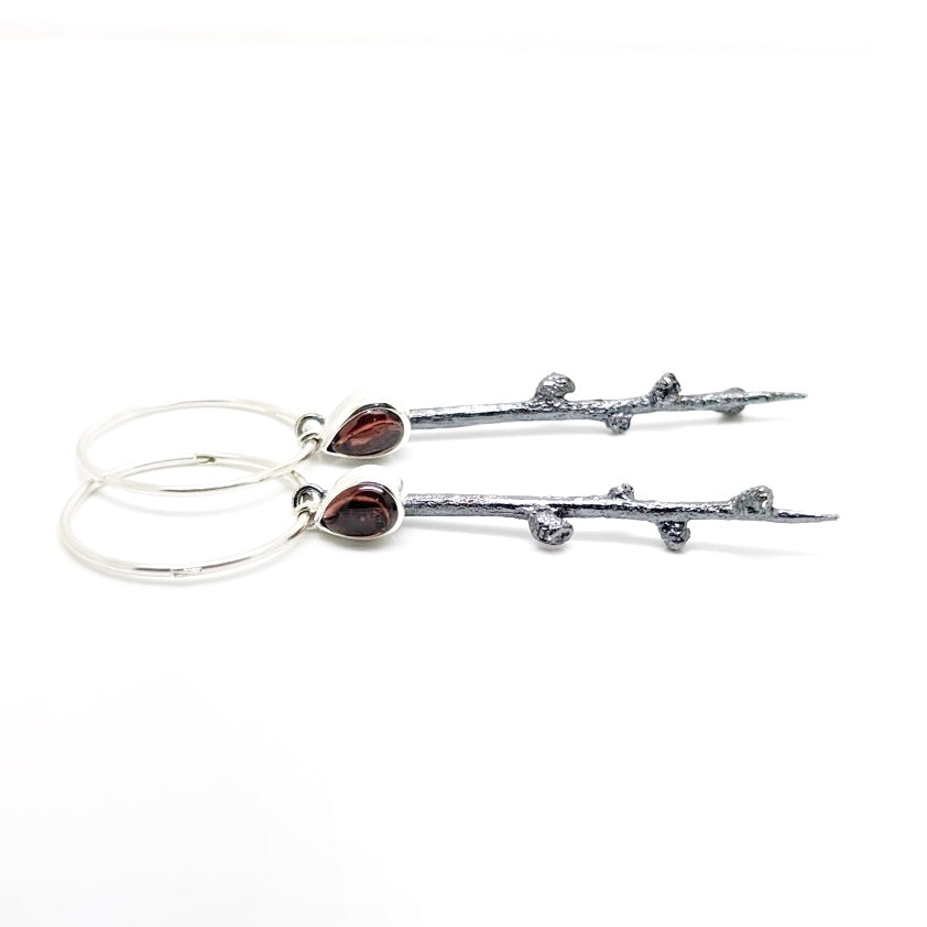 Kirra-Lea - African Box Thorn Earrings with Garnets