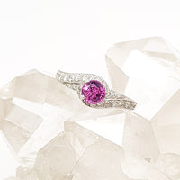 Pink Sapphire and Diamond 18ct White Gold Ring