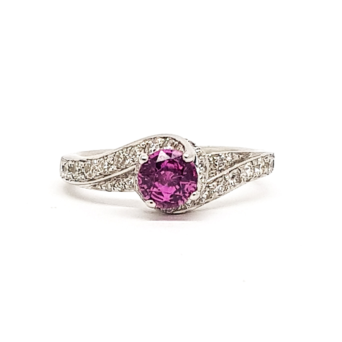 Pink Sapphire and Diamond 18ct White Gold Ring