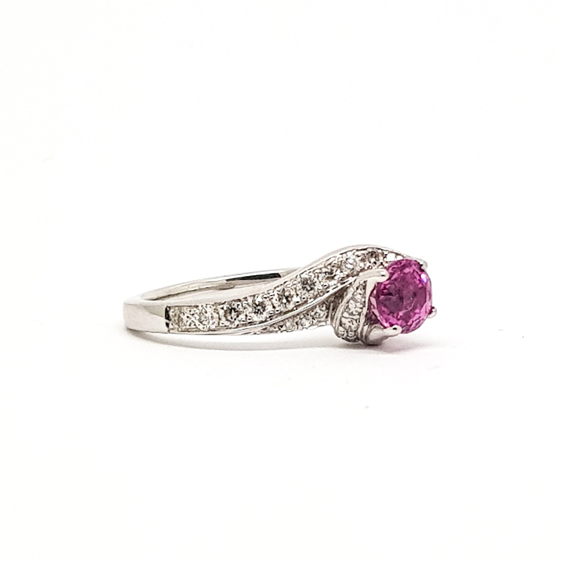 Pink Sapphire and Diamond 18ct White Gold Ring