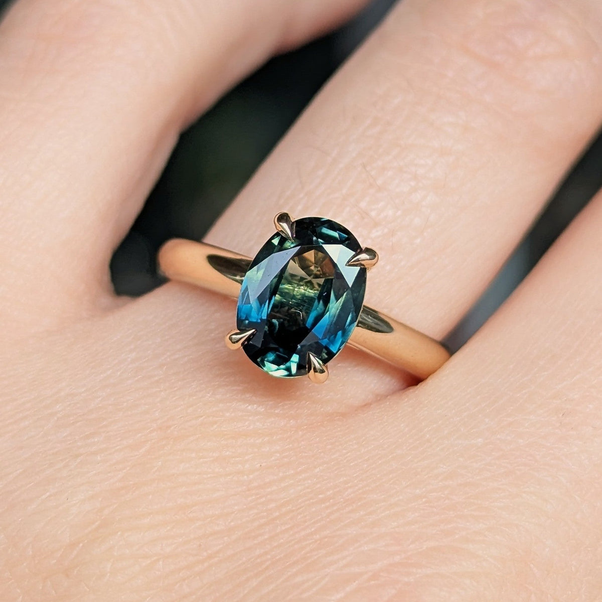 Australian Sapphire and Yellow Gold Engagement Ring