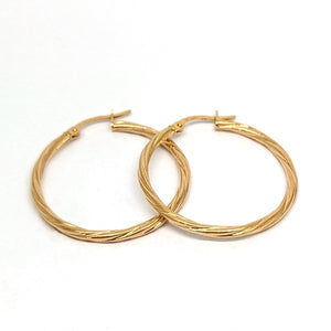 Round Twisted Hoop Earrings 9ct Yellow Gold