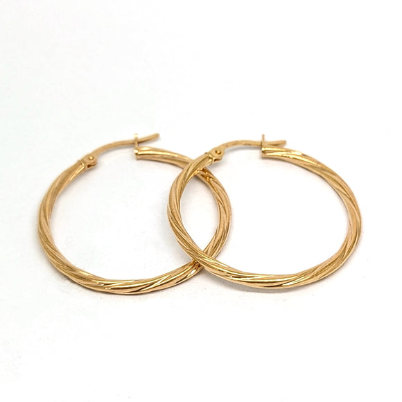 Round Twisted Hoop Earrings 9ct Yellow Gold