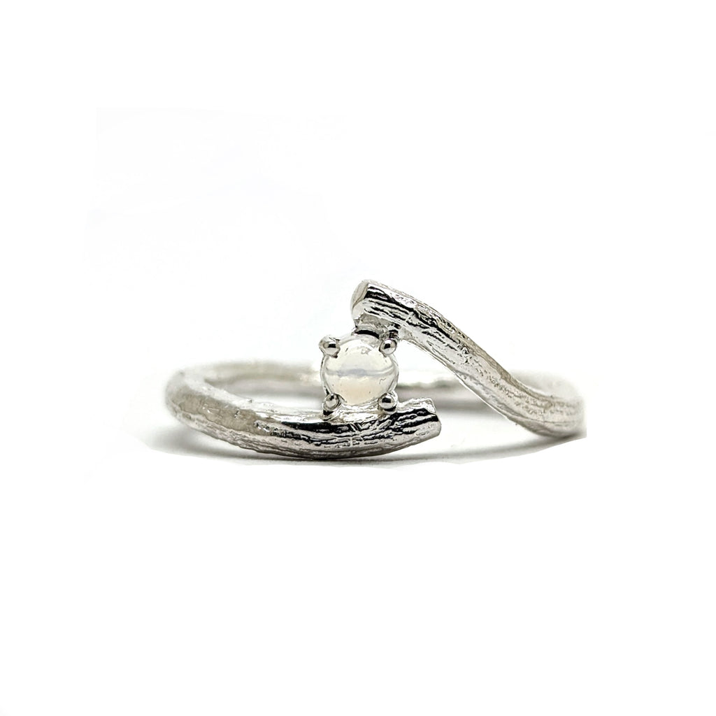 Kirra-Lea -  Sterling Silver angel hair vine twig ring moonstone