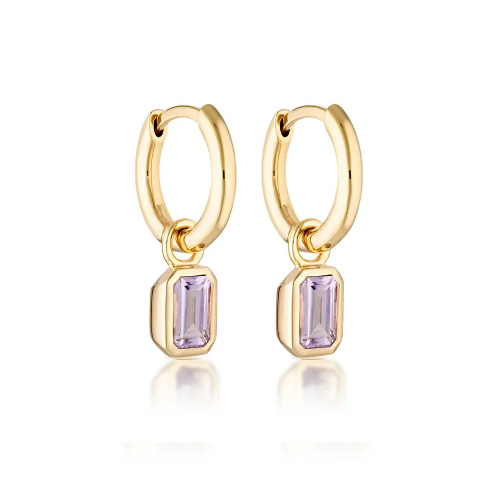 Linda Tahija - Gemme Huggie Earrings Yellow Gold Plate