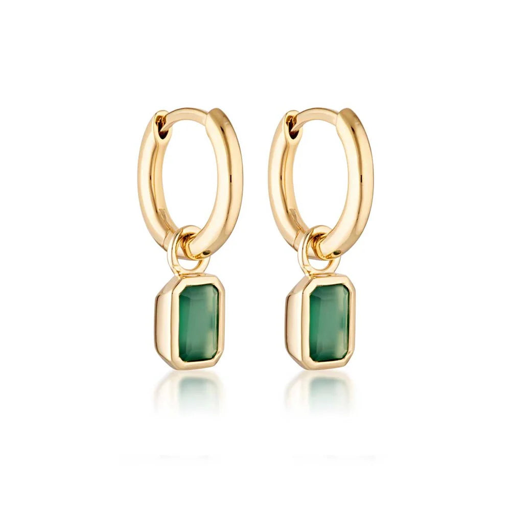 Linda Tahija - Gemme Huggie Earrings Yellow Gold Plate
