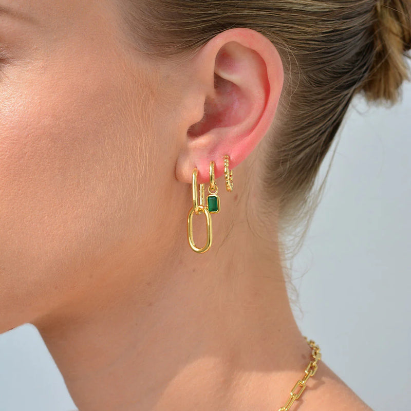 Linda Tahija - Gemme Huggie Earrings Yellow Gold Plate