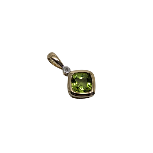 Peridot Cushion Cut  Pendant