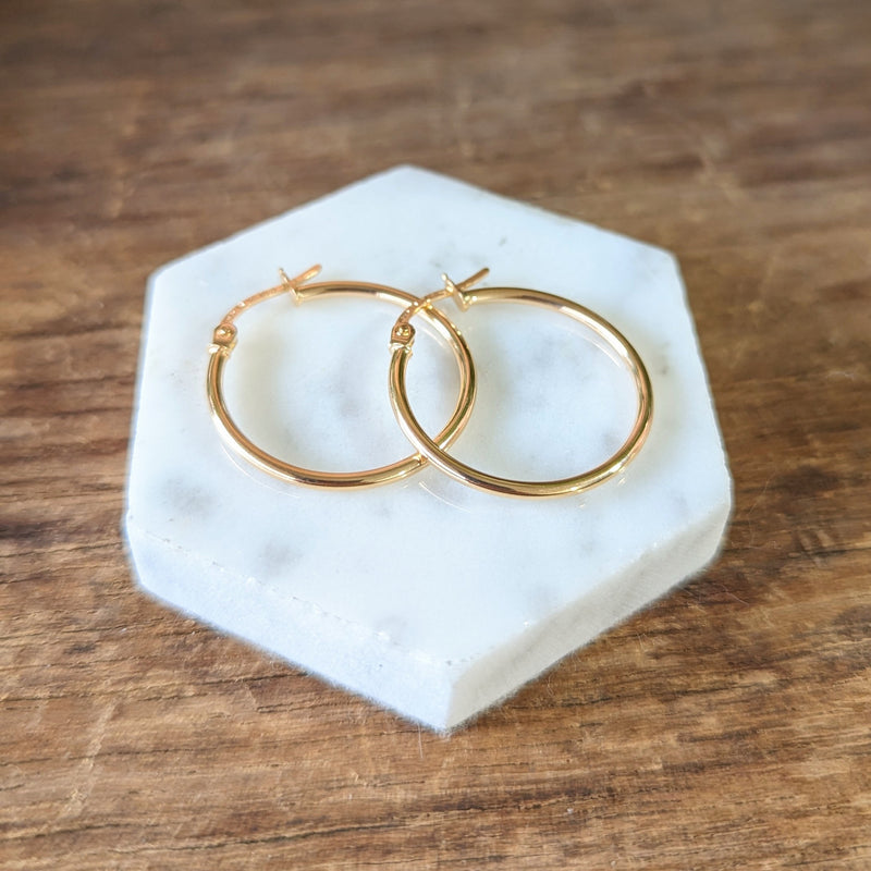 Round Tube Hoop Earrings 9ct Yellow Gold
