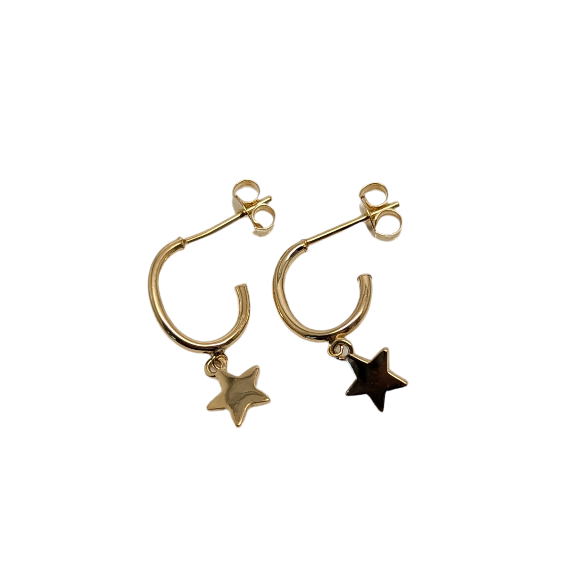 Star Hoop Earrings 9ct Yellow Gold