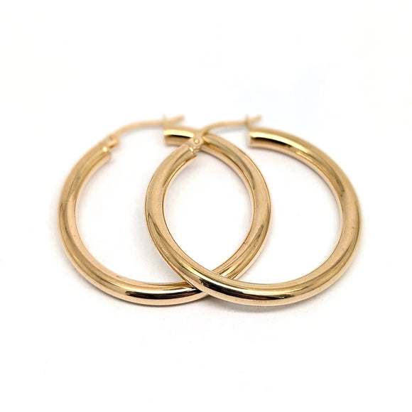 Round Plain Hoop Earrings 9ct Yellow Gold