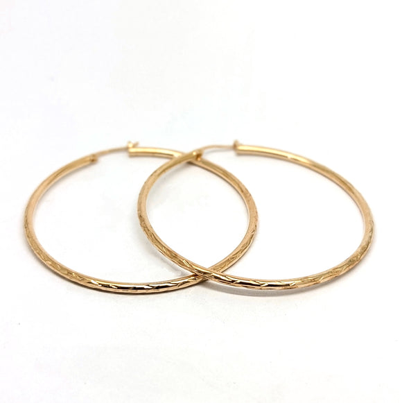 Round Patterned Hoop Earrings 9ct Yellow Gold