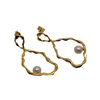 Organic Drop Pearl Earrings - Yellow Gold Plate