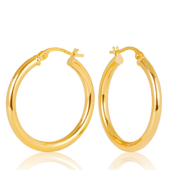 Round Tube Hoop Earrings 9ct Yellow Gold