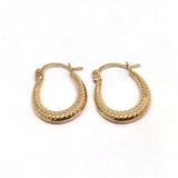 Oval Ribbed Hoop Earrings 9ct Yellow Gold