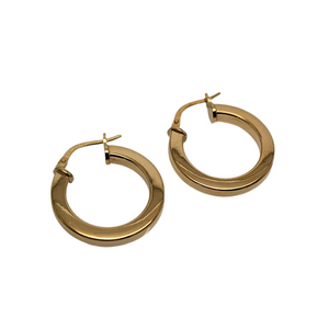 Round Square Edge Hoop Earrings 9ct Yellow Gold Bonded