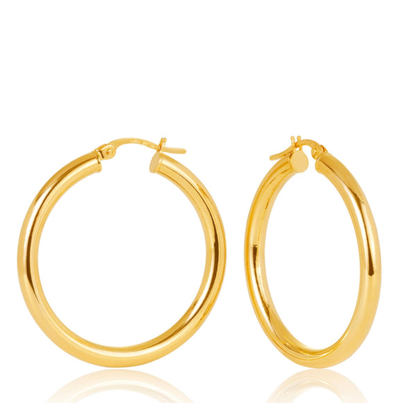 Round Tube Hoop Earrings 9ct Yellow Gold