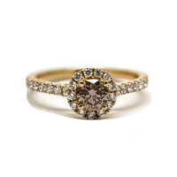 Champagne Diamond Halo Ring