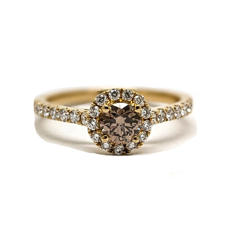 Champagne Diamond Halo Ring