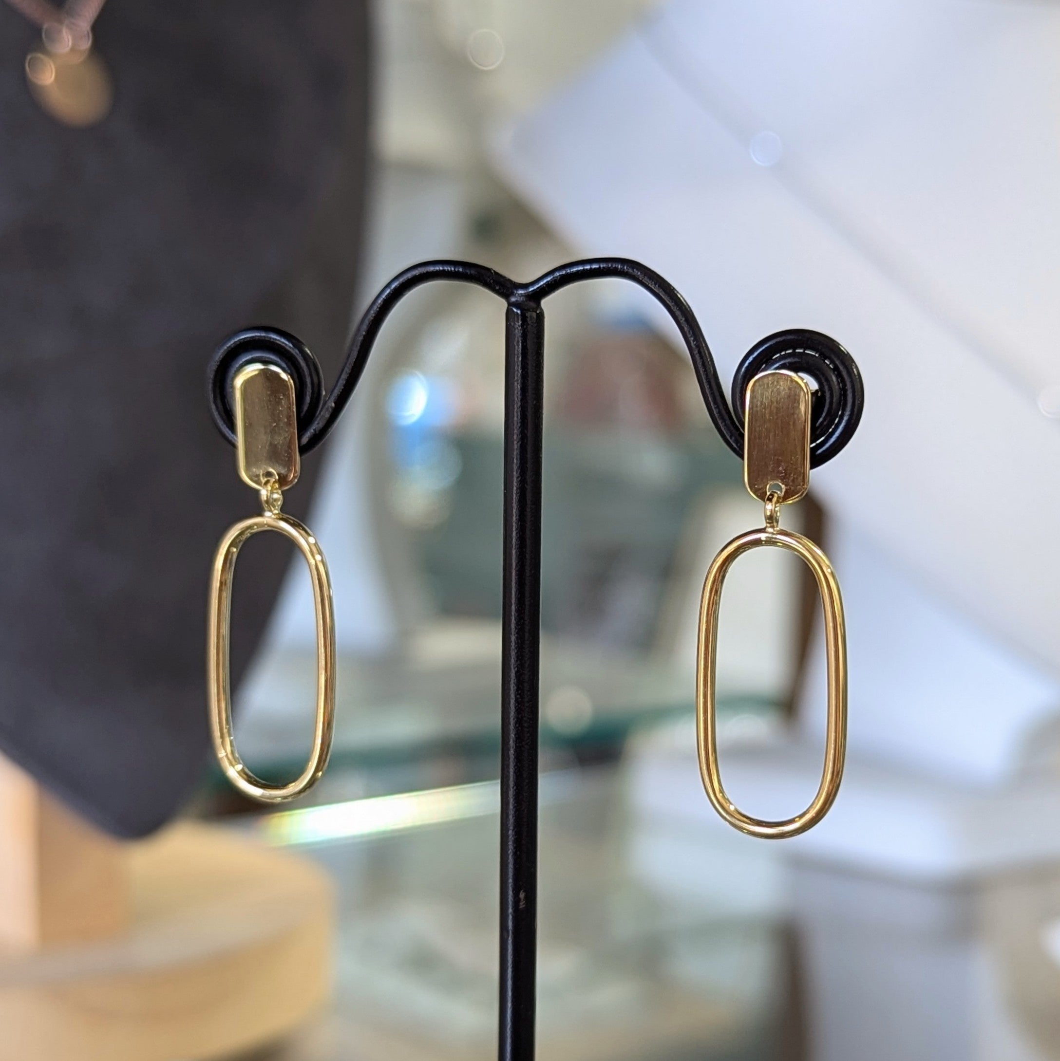 Oval Drops 9ct Yellow Gold Bonded