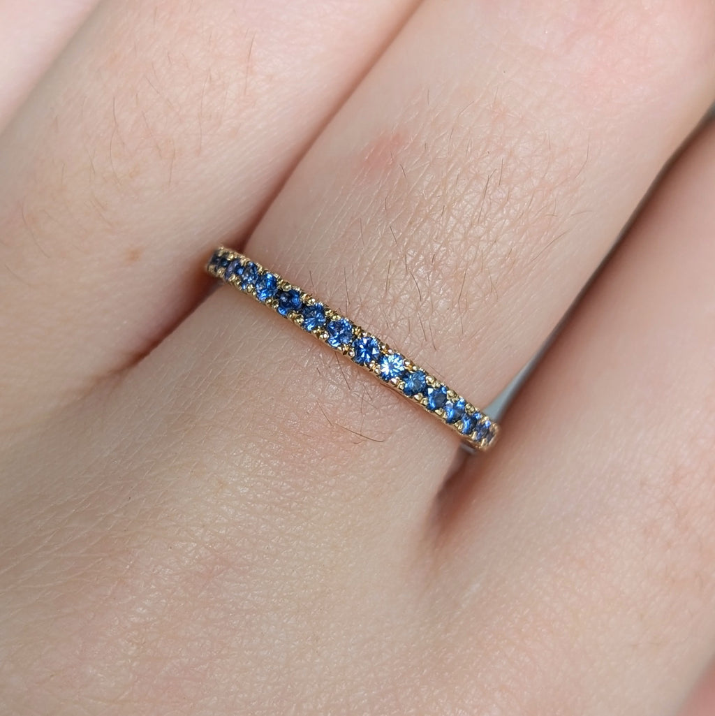 Sapphire Microclaw Band - 9ct yellow gold