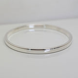 Solid Sterling Silver Flat-Rounded Edge Bangle