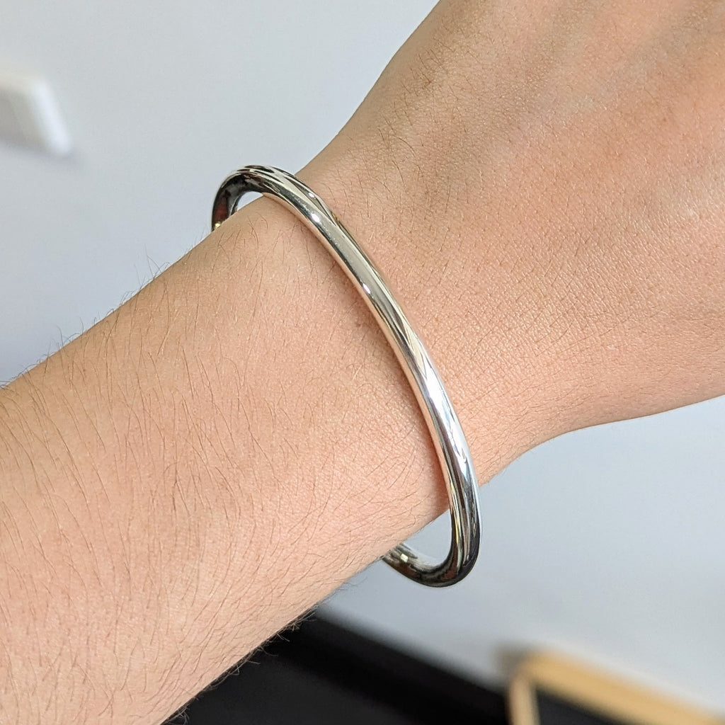 Solid Sterling Silver Rounded Bangle 5mm