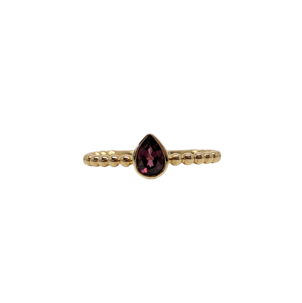 Beaded Garnet Ring - 9ct yellow gold