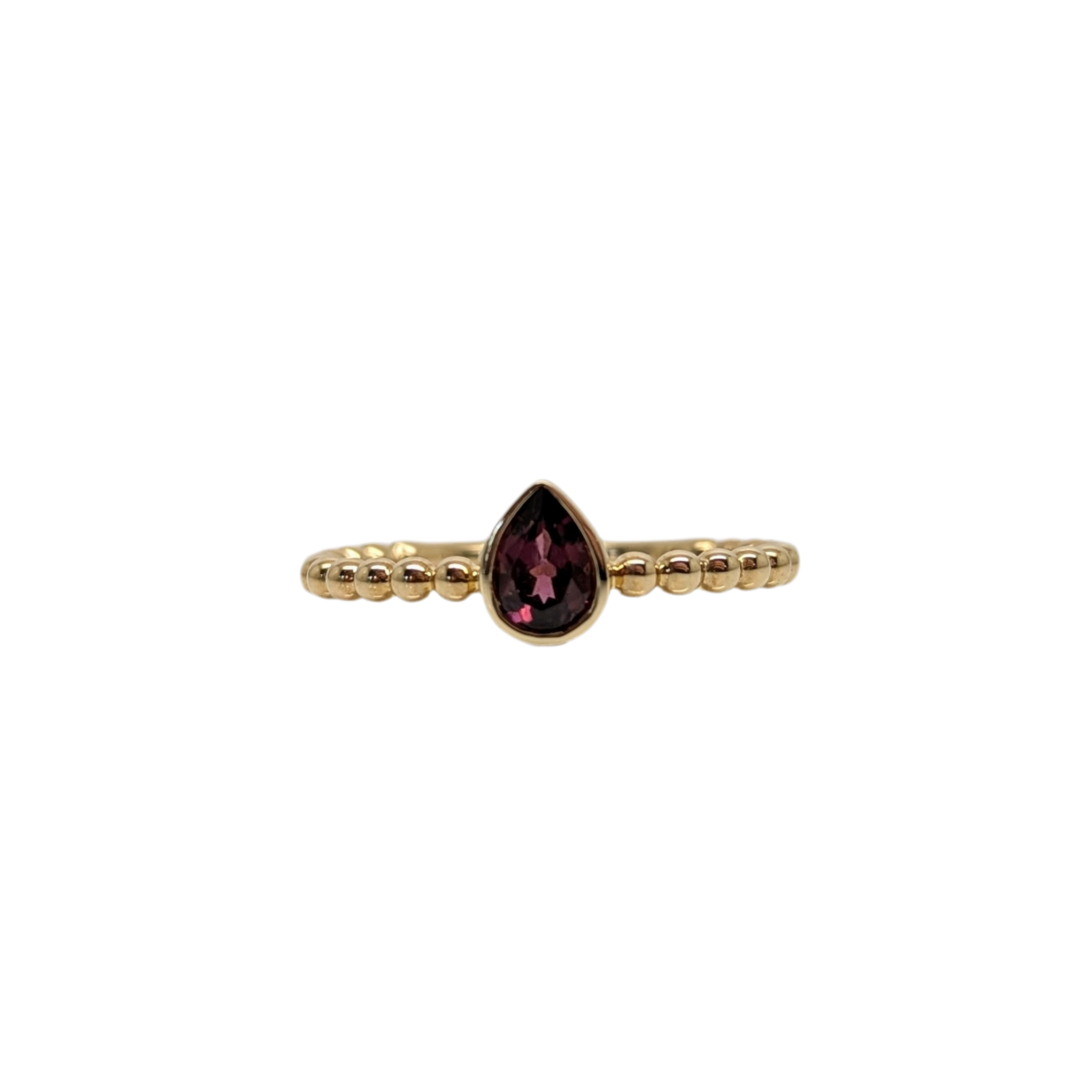 Beaded Garnet Ring - 9ct yellow gold