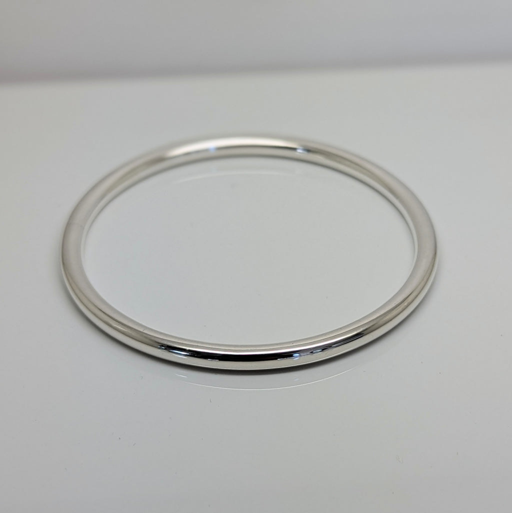 Solid Sterling Silver Rounded Bangle 5mm