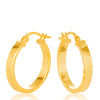 Round Square Edge Hoop Earrings 9ct Yellow Gold