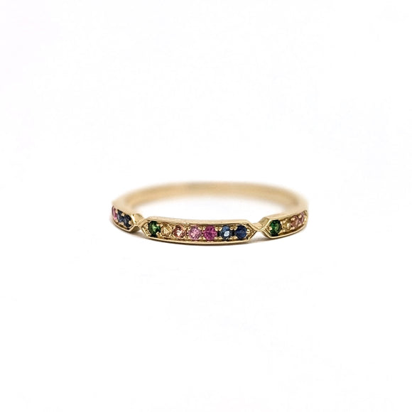 Sapphire and Tsavorite Yellow Gold Ring