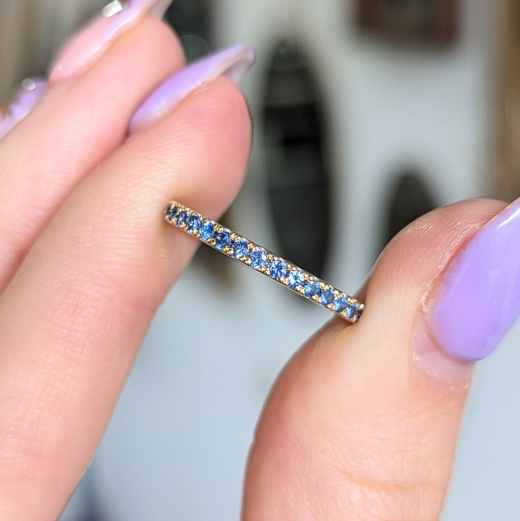 Sapphire Microclaw Band - 9ct yellow gold