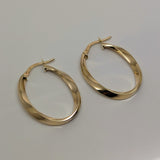 Oval Twist Hoop Earrings 9ct Yellow Gold