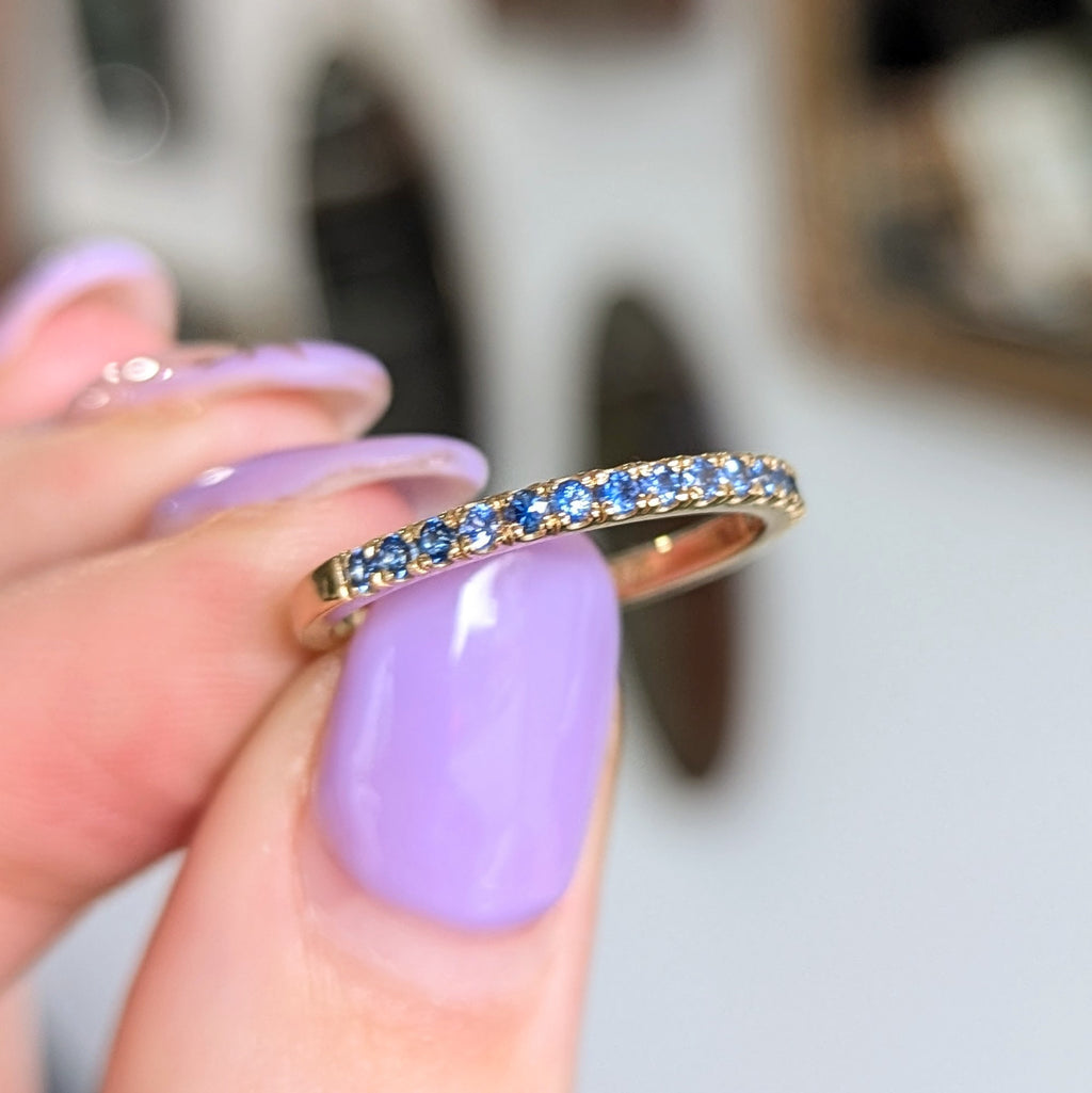 Sapphire Microclaw Band - 9ct yellow gold