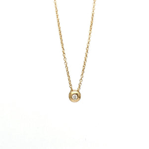 Round Bezel Set Diamond Pendant - Yellow Gold