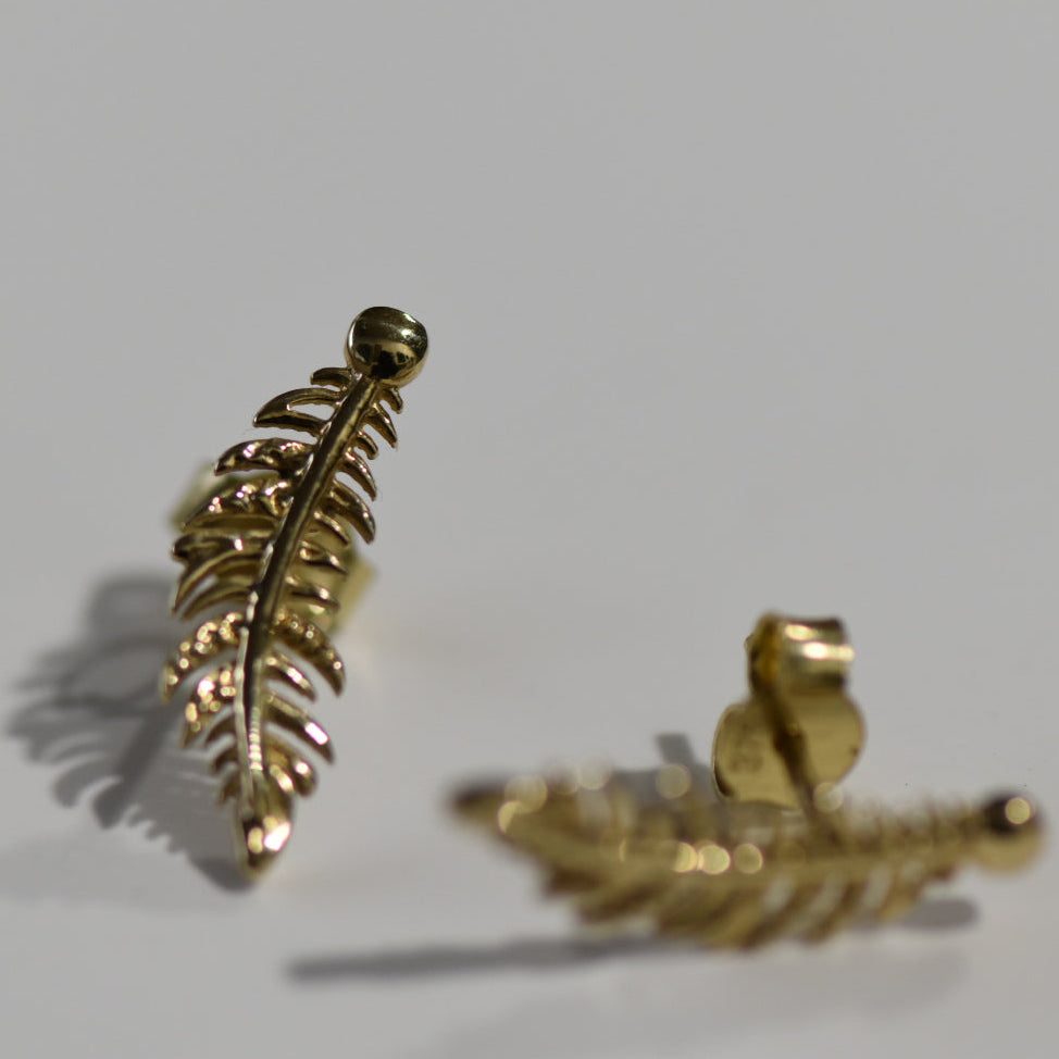 Feather Studs - 9ct Yellow Gold