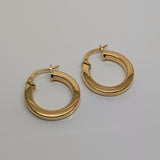 Round Square Edge Hoop Earrings 9ct Yellow Gold Bonded