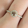 Champagne Diamond Halo Ring