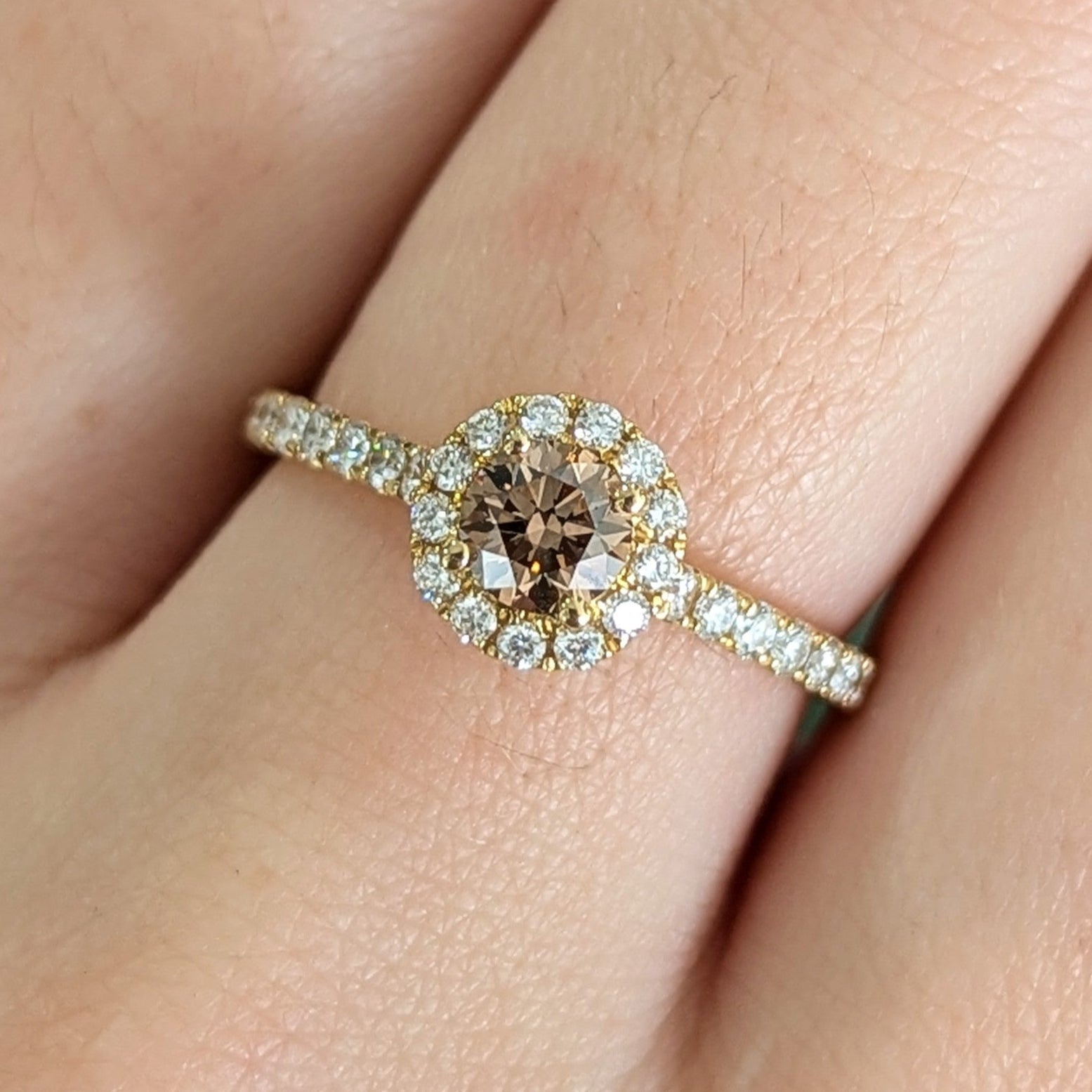 Champagne Diamond Halo Ring
